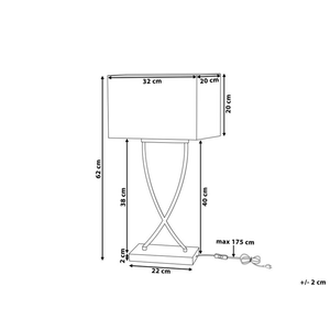 Lampada da Tavolo Metallo dorato Bianco Paralume paralume in policotone Rettangolare 62H cm Soggiorno Moderno
