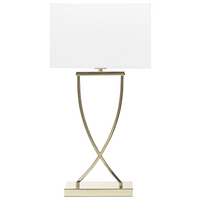 Lampada da Tavolo Metallo dorato Bianco Paralume paralume in policotone Rettangolare 62H cm Soggiorno Moderno