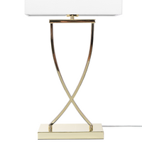 Lampada da Tavolo Metallo dorato Bianco Paralume paralume in policotone Rettangolare 62H cm Soggiorno Moderno