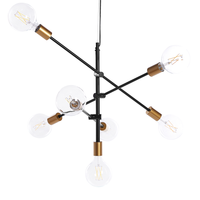 Lampadario metallo Nero e dorato a 7 Luci lampada sospesa design industriale