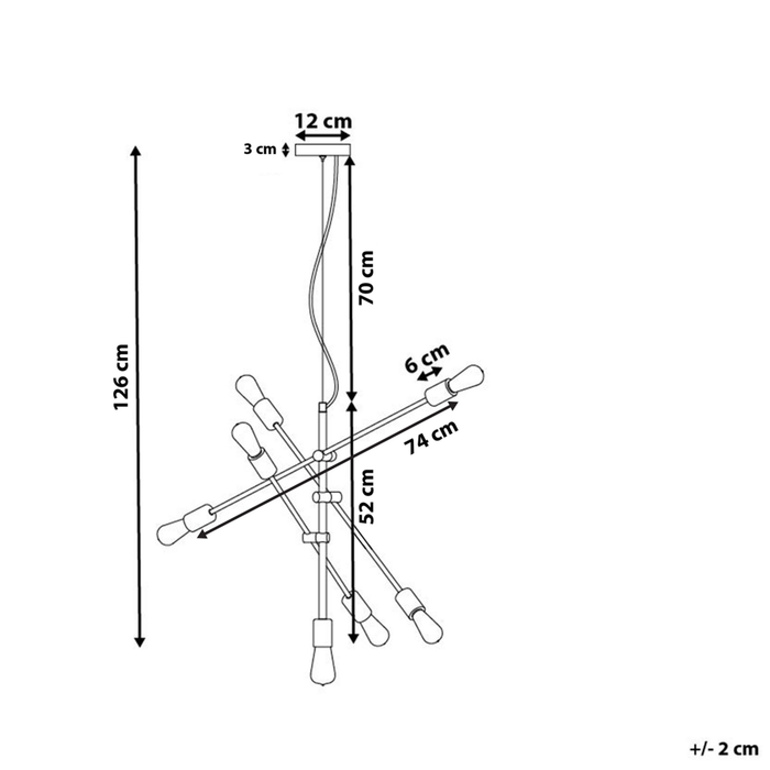 Lampadario metallo Nero e dorato a 7 Luci lampada sospesa design industriale