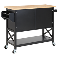 Carrello da cucina in MDF Nero in legno chiaro con ripiano per armadietto scandinavo