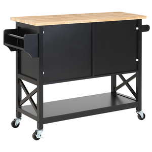 Carrello da cucina in MDF Nero in legno chiaro con ripiano per armadietto scandinavo