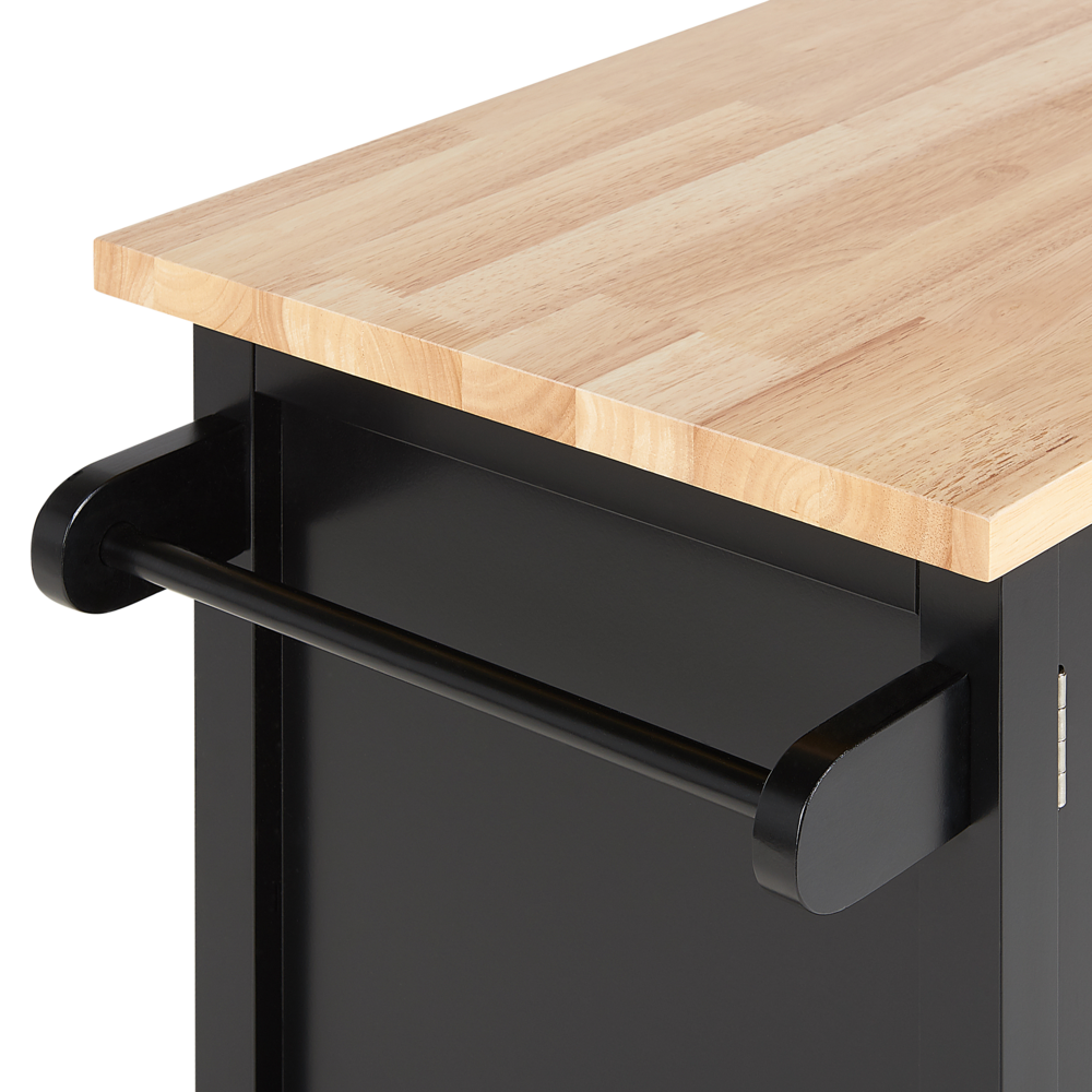 Carrello da cucina in MDF Nero in legno chiaro con ripiano per armadietto scandinavo