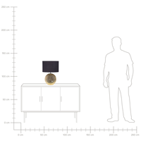 Lampada da Tavolo dorato e Nero Ceramica Base Lucida Paralume Tamburo in Poliestere Design Glamdoratous