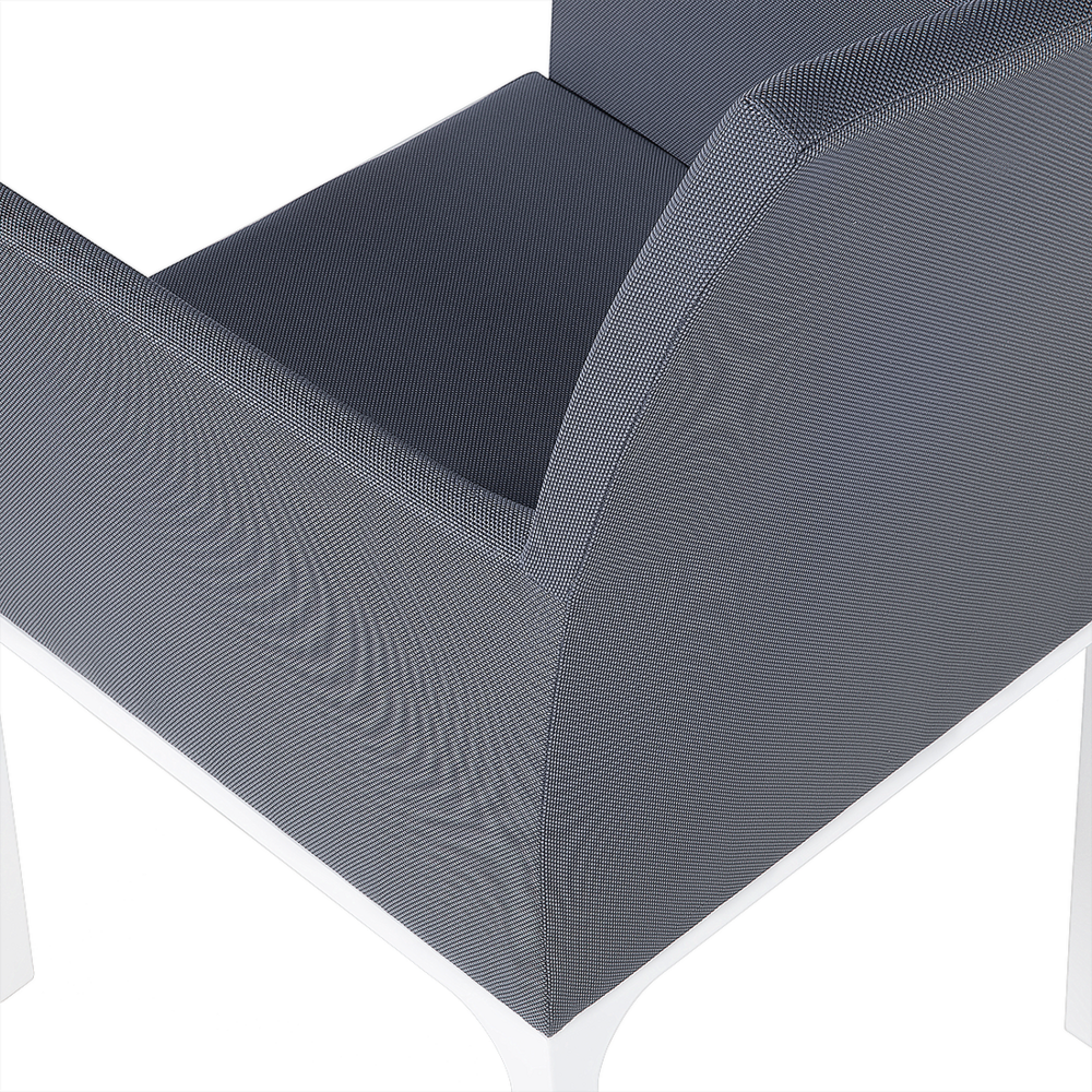 Set di 8 sedie da giardino grigio con base in alluminio bianco cuscini ad asciugatura rapida