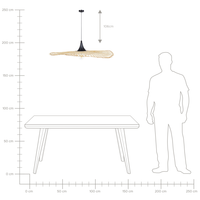 Lampada a Sospensione Luce Legno Bambù Ovale Paralume 60 cm Lampada a Sospensione a Soffitto