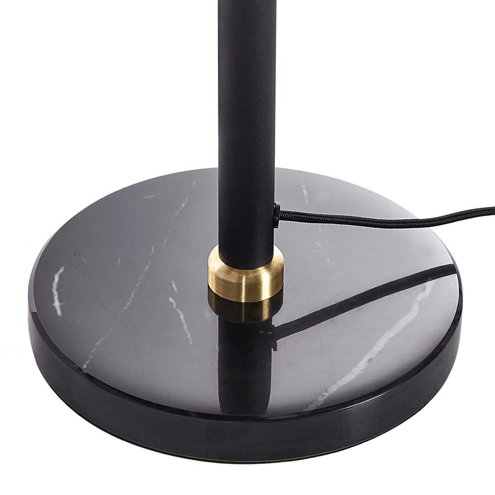 Lampada da Tavolo Nero oro Bianco Vetro Ferro 66 cm Mezza Globo Paralume Comodino Lampada da Comodino Camera da Letto Soggiorno Retro Classico