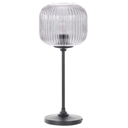 Lampada da Tavolo Nero Grigio Vetro Ferro 50 cm Paralume Globo Comodino Lampada da Comodino Camera da Letto Soggiorno Retro Classico