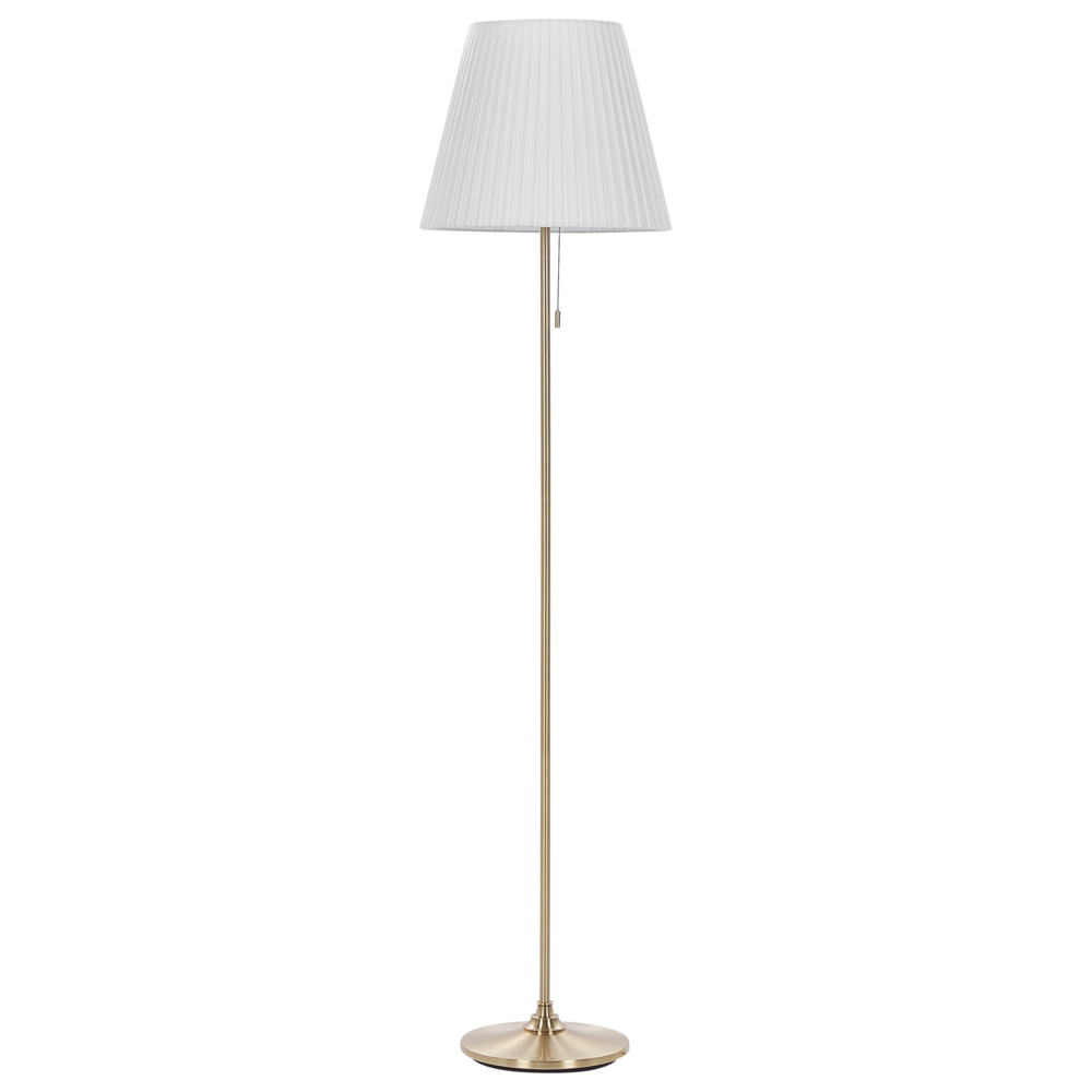 Lampada da terra Ottone Bianco Poliestere Ferro 148 cm Impero Paralume Luce Camera da letto Soggiorno Retro Classico