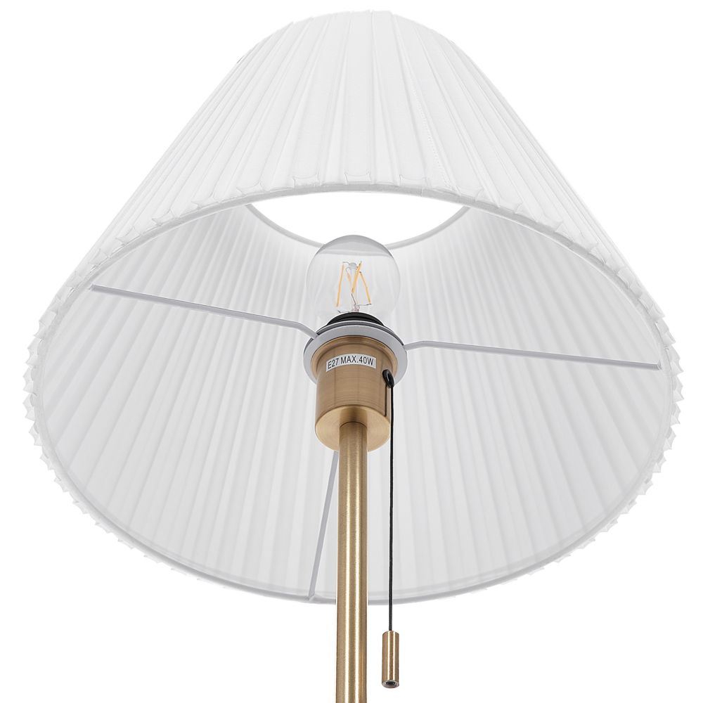 Lampada da terra Ottone Bianco Poliestere Ferro 148 cm Impero Paralume Luce Camera da letto Soggiorno Retro Classico
