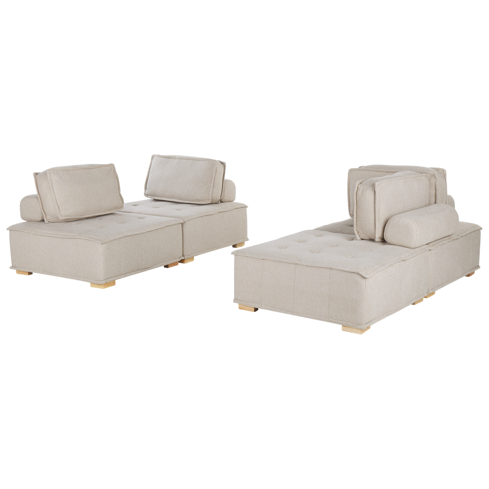 Divano Set Beige Tessuto Poliestere 300 x 200 cm Imbottito 4 Posti Modulare Scandinavo Moderno