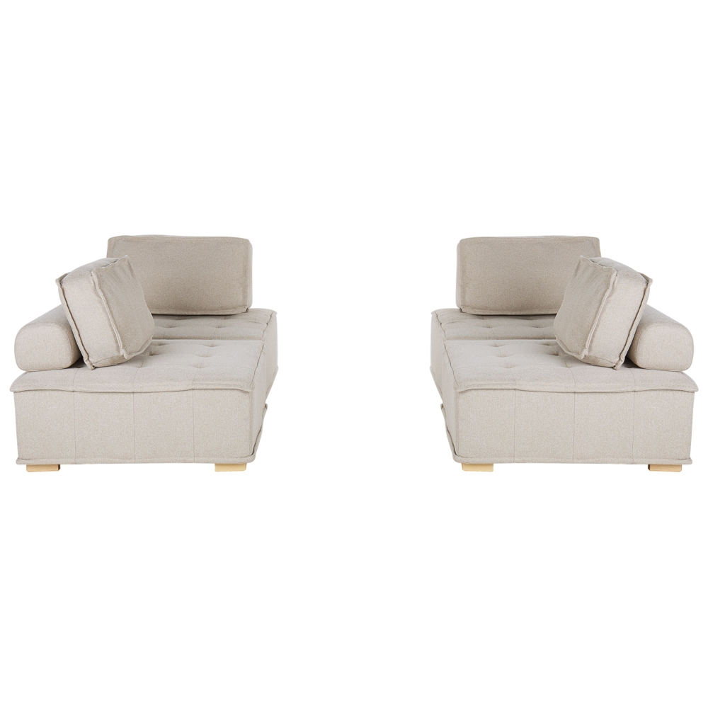 Divano Set Beige Tessuto Poliestere 300 x 200 cm Imbottito 4 Posti Modulare Scandinavo Moderno