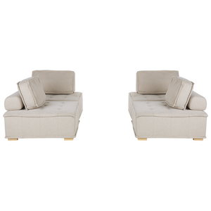 Divano Set Beige Tessuto Poliestere 300 x 200 cm Imbottito 4 Posti Modulare Scandinavo Moderno