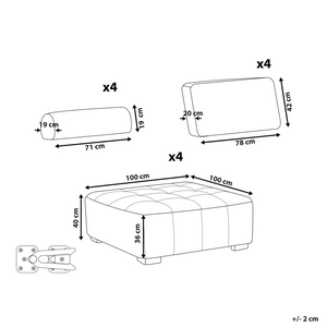 Divano Set Beige Tessuto Poliestere 300 x 200 cm Imbottito 4 Posti Modulare Scandinavo Moderno