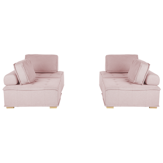 Set Divano Rosa Tessuto Poliestere 300 x 200 cm Imbottito 4 Posti Modulare Scandinavo Moderno