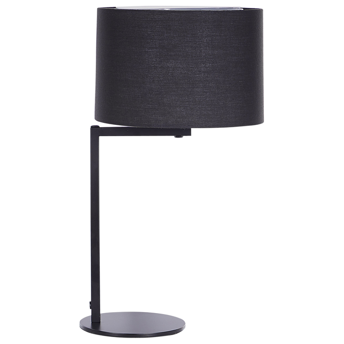 Lampada da Tavolo Nero Ferro Poliestere 49 cm Tamburo Paralume Comodino Luce da Comodino Camera da Letto Soggiorno Moderno