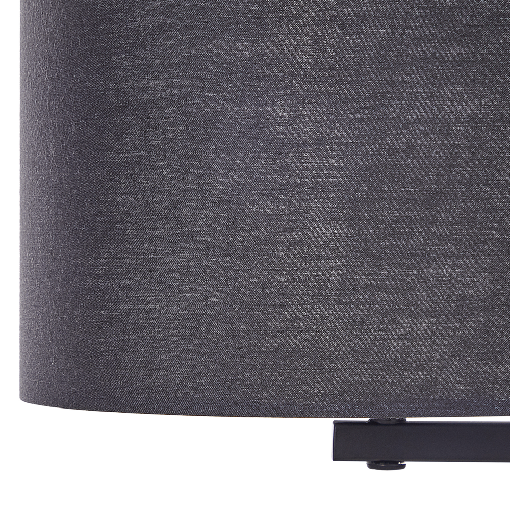 Lampada da Tavolo Nero Ferro Poliestere 49 cm Tamburo Paralume Comodino Luce da Comodino Camera da Letto Soggiorno Moderno