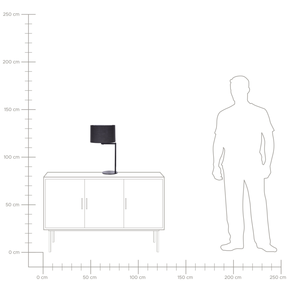 Lampada da Tavolo Nero Ferro Poliestere 49 cm Tamburo Paralume Comodino Luce da Comodino Camera da Letto Soggiorno Moderno