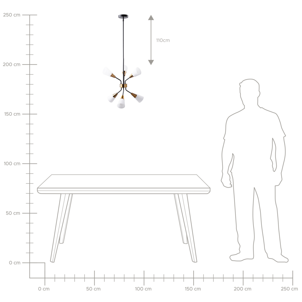 Lampada a Sospensione Montatura in Metallo dorato e Bianco Campana Paralumi Cavo Lungo Industrial