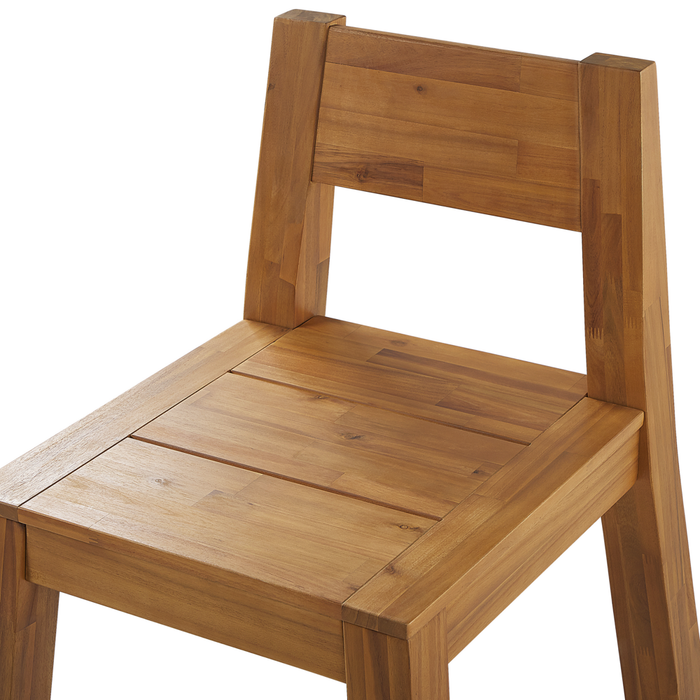 Set di 6 sedie da giardino stile rustico in legno di acacia chiaro laminato 81 x 61 cm da interno esterno rustico design moderno design moderno