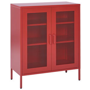 Armadio da Ufficio in Metallo Rosso 2 Ante con chiusura con Chiavi Design Industriale Home Office