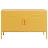 Credenza a 2 ante in acciaio giallo per la casa e l'ufficio mensole per le gambe design industriale