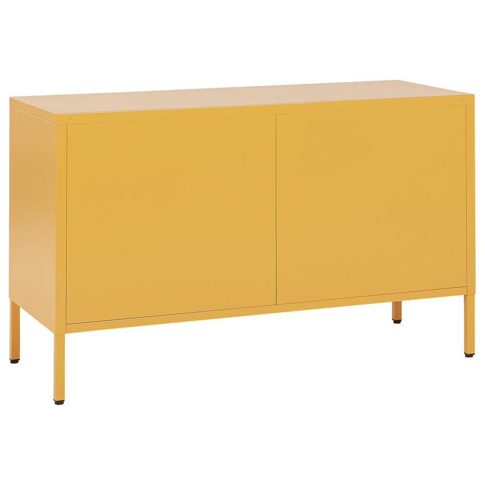 Credenza a 2 ante in acciaio giallo per la casa e l'ufficio mensole per le gambe design industriale