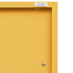 Credenza a 2 ante in acciaio giallo per la casa e l'ufficio mensole per le gambe design industriale