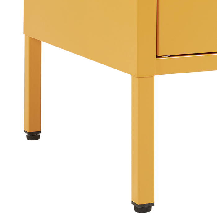 Credenza a 2 ante in acciaio giallo per la casa e l'ufficio mensole per le gambe design industriale