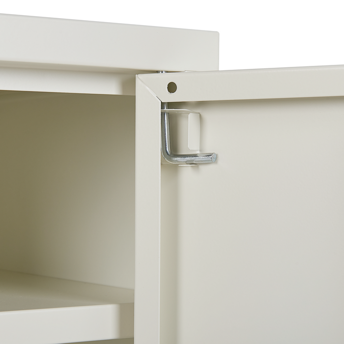 Mobiletto 2 Ante Mobile Home Office in Metallo Bianco Acciaio 4 Ripiani