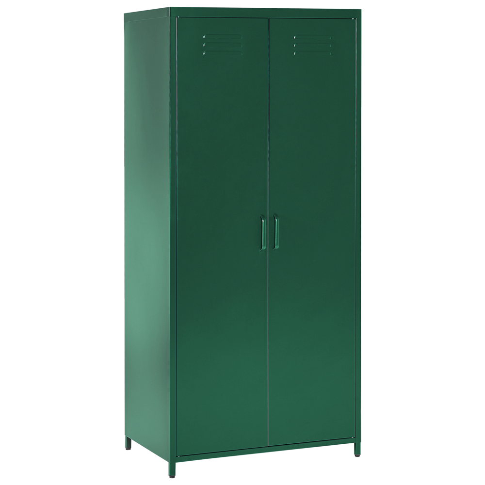 Armadio Portaoggetti Home Office Acciaio Verde 2 Ante 4 Ripiani Design Industriale