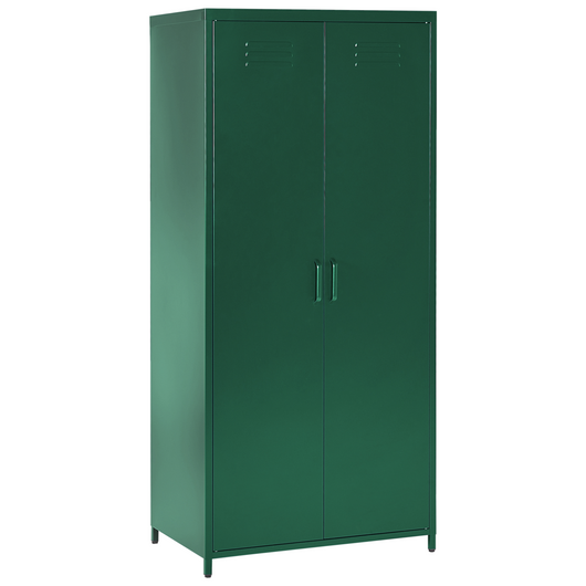 Armadio Portaoggetti Home Office Acciaio Verde 2 Ante 4 Ripiani Design Industriale