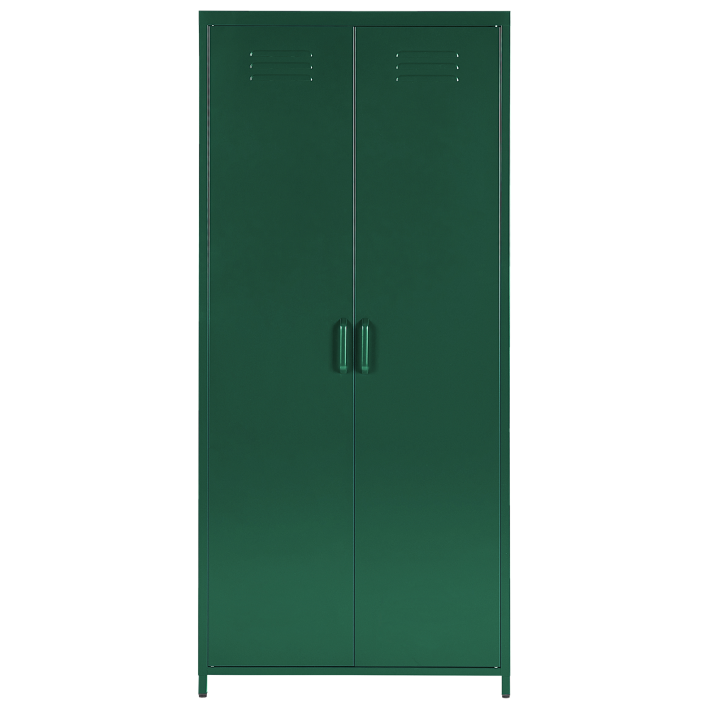 Armadio Portaoggetti Home Office Acciaio Verde 2 Ante 4 Ripiani Design Industriale