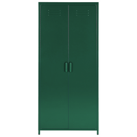 Armadio Portaoggetti Home Office Acciaio Verde 2 Ante 4 Ripiani Design Industriale