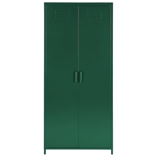 Armadio Portaoggetti Home Office Acciaio Verde 2 Ante 4 Ripiani Design Industriale