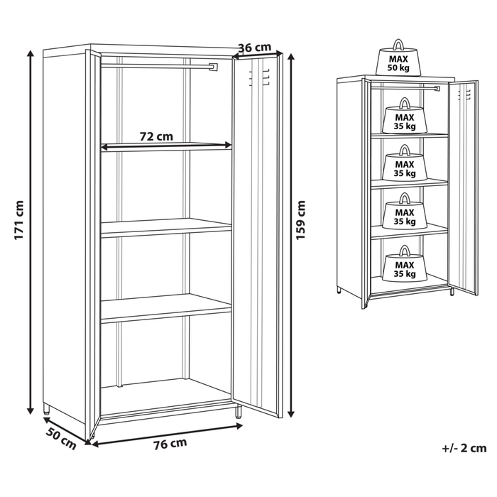 Armadio Portaoggetti Home Office Acciaio Verde 2 Ante 4 Ripiani Design Industriale