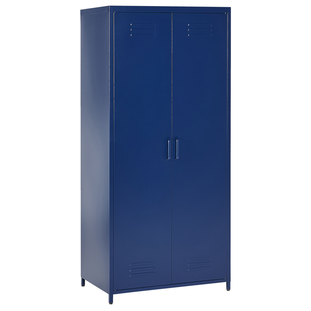 Armadio Portaoggetti Home Office Acciaio Blu Navy 2 Ante 4 Ripiani Design Industriale