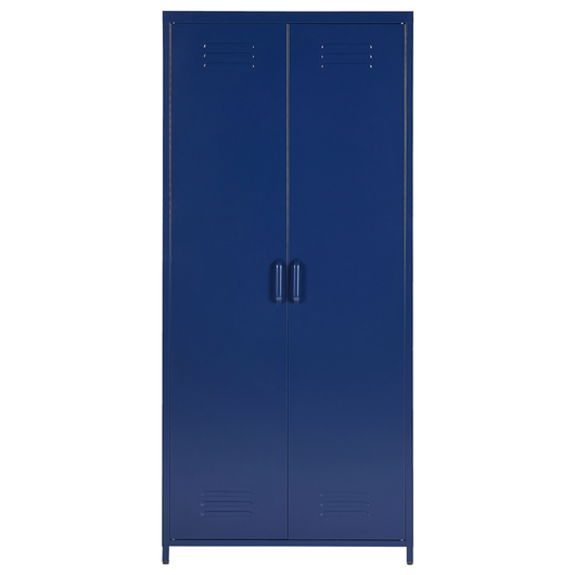 Armadio Portaoggetti Home Office Acciaio Blu Navy 2 Ante 4 Ripiani Design Industriale
