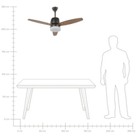 Ventilatore da Soffitto con Telecomando in Metallo 3 Pale in Metallo Nero Chiaro e Scuro Design Moderno