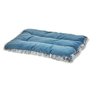 Cuccia animali letto per cani lettino gatti velluto blu con nappe 60 x 45 cm
