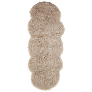 Tappeto in finta pelle di pecora beige 60 x 180 cm stile rustico classico per interni