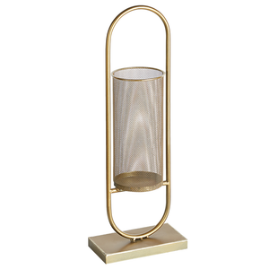 Portacandele moderno in metallo dorato 53 cm ideale per interni ed esterni