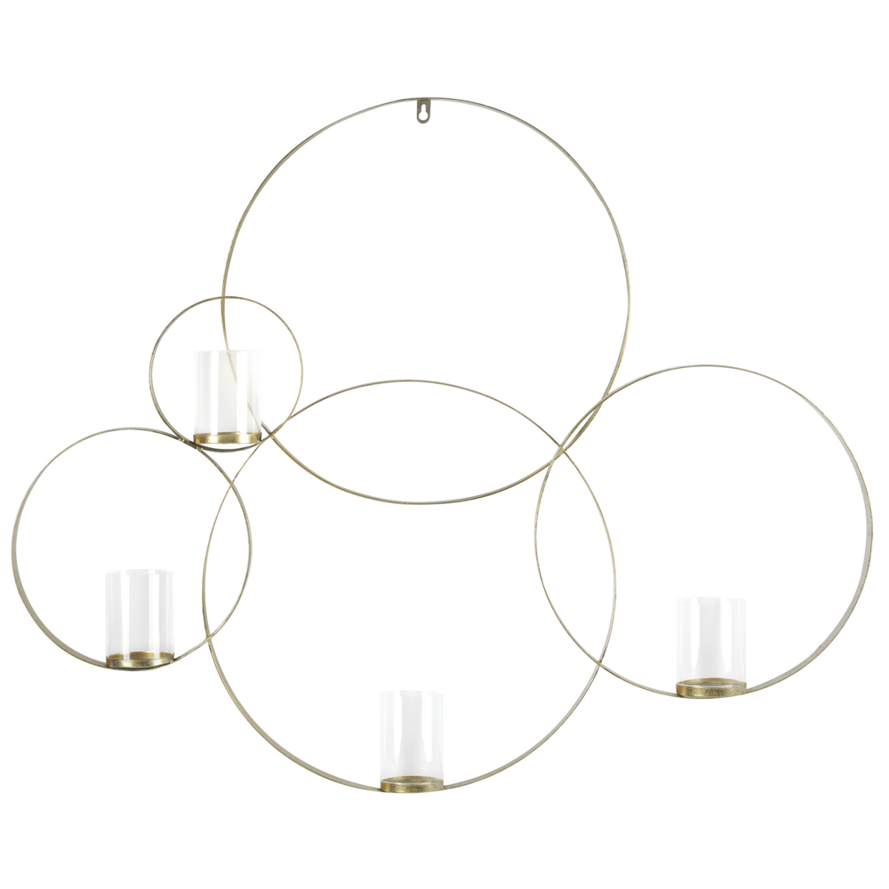 Portacandele da parete con struttura rotonda dorata 80 cm ideale per interni ed esterni