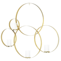 Portacandele da parete con struttura rotonda dorata 80 cm ideale per interni ed esterni