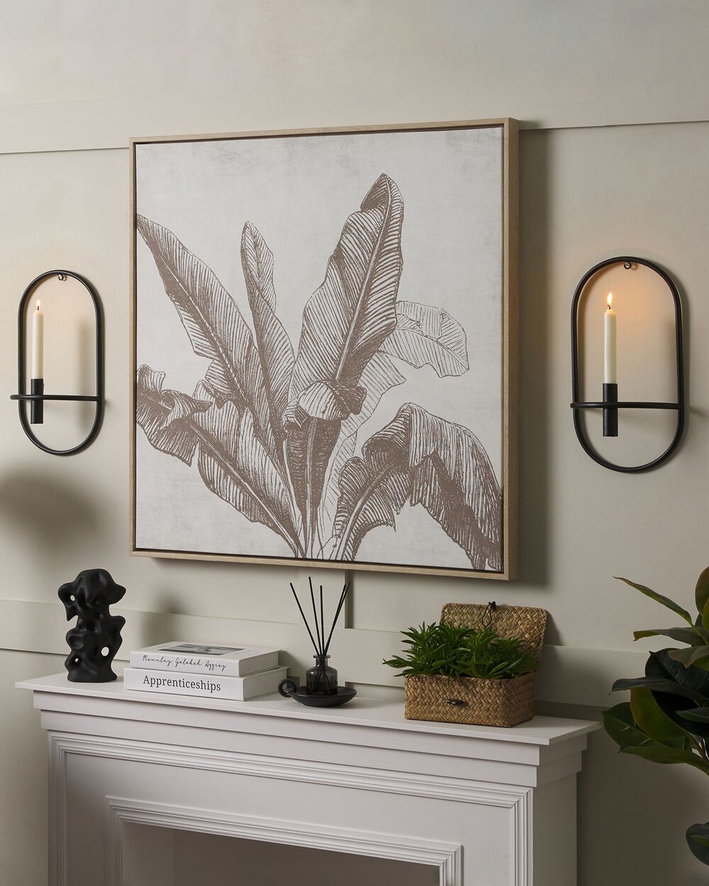 Set di 2 portacandele da parete in metallo nero, stile minimalista ideale per interni ed esterni