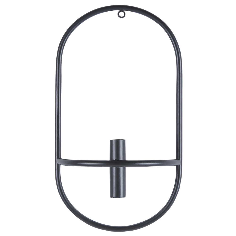 Set di 2 portacandele da parete in metallo nero, stile minimalista ideale per interni ed esterni