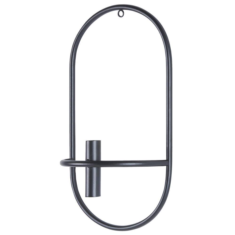 Set di 2 portacandele da parete in metallo nero, stile minimalista ideale per interni ed esterni