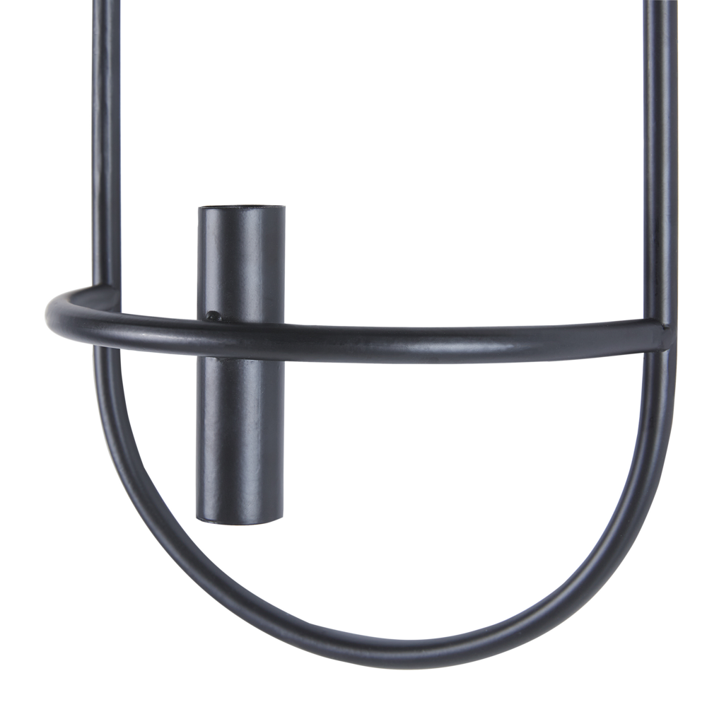 Set di 2 portacandele da parete in metallo nero, stile minimalista ideale per interni ed esterni