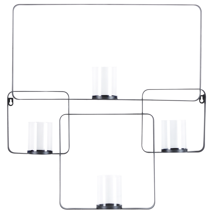 Candeliere in metallo nero 65 cm moderno portacandele da parete